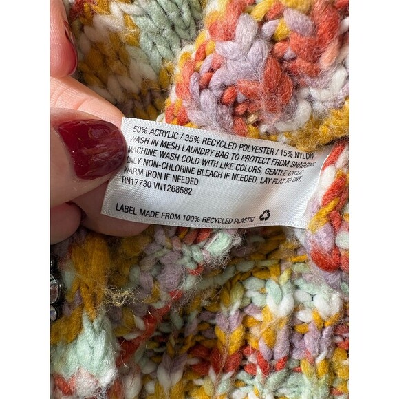 Wild Fable Cardigan Womens XS Multicolor Space Dye Cropped Rhinestone - Picture 8 of 10